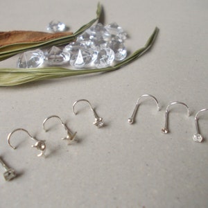 1 x Sterling Silver Nose Screw In, 18g Choose Design from Dropdown, Crystal, dolphin, star,