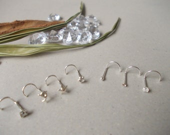 1 x Sterling Silver Nose Screw In, 18g Choose Design from Dropdown, Crystal, dolphin, star,