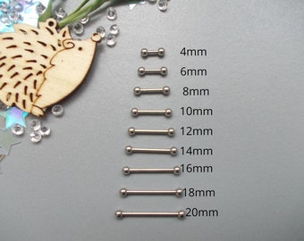 1 X 1.2mm Straight Quality 316L Surgical Steel Bar, Eyebrow, Tragus, etc. Choose Bar Length,4mm,6mm,8mm,10mm,12mm,14mm,16mm