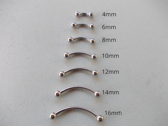 1 x Surgical Steel Curved Barbell: Eyebrow, Tragus, Helix Piercing (1.2mm)