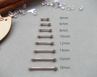 1 X Eyebrow, Ear, Tragus, SPIKE CONE 1.2mm Straight Quality 316L Surgical Steel Bar,Choose Bar Length,4mm,6mm,8mm,10mm,12mm,14mm,16mm