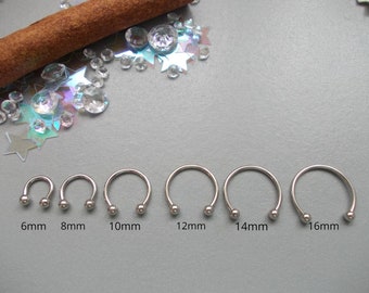1 X Horseshoe 1.2mm Ring Quality 316L Surgical Steel  Ring, Choose Ring Size 6mm,8mm,,10mm,12mm,14mm,16mm