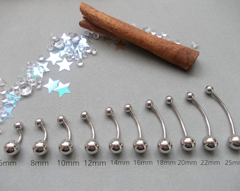 1 X Belly Bar Quality 316L Surgical Steel Bar, Choose Bar Length 4mm 6mm 8mm 10mm 12mm 14mm 16mm 18mm 20mm 22mm 25mm