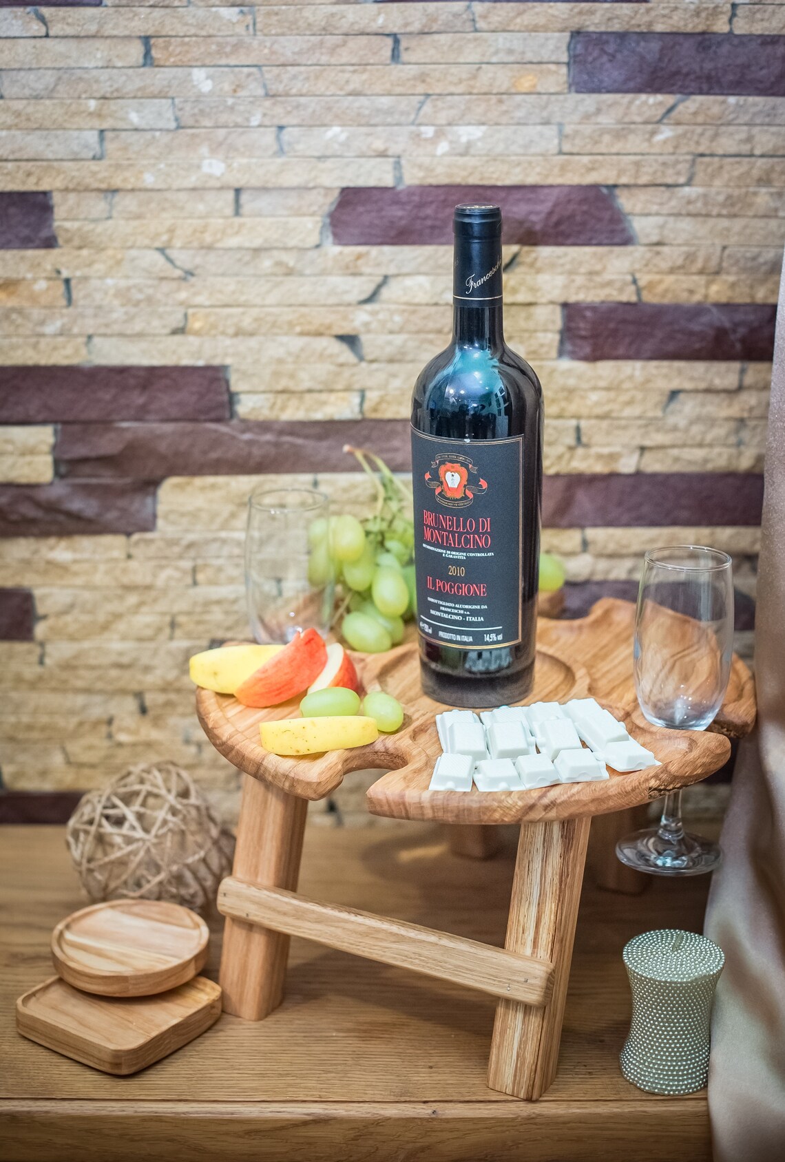 Wine Table.wooden Wine Table.natural Oak.portable Wine Table.outdoor