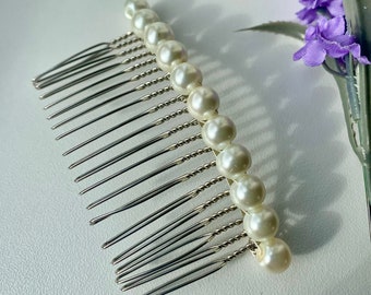 Silver Pearl Hair Comb: Ivory Wedding Hairpiece