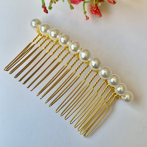 Simple Pearl hair comb, decorative hair comb, pearl hair accessory