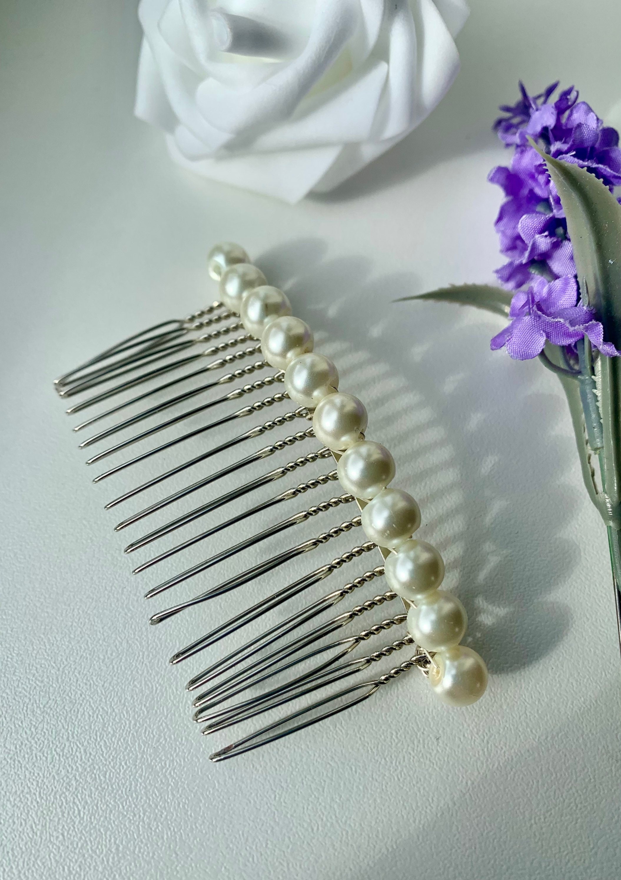 Silver Pearl Hair Comb: Ivory Wedding Hairpiece