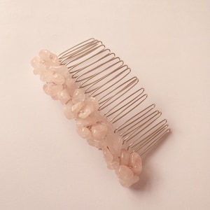 Rose Quartz Crystal Hair Comb, Wedding Hair Accessory, Rose Quartz Bridal Comb, Bride's Hairpiece, Gift for Bride