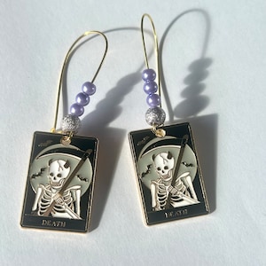 Tarot Ohrringe, Death Tarot Card Schmuck, Astrologie Ohrringe, mystisches Geschenk, Wahrsage Schmuck, Boho Style