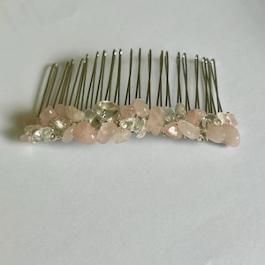 Rose Quartz Hair Comb, Wedding Hair Accessory, Bridal Comb, Crystal Hairpiece, Wedding Gift, Bridesmaid Hair Comb, Rose Quartz Bridal