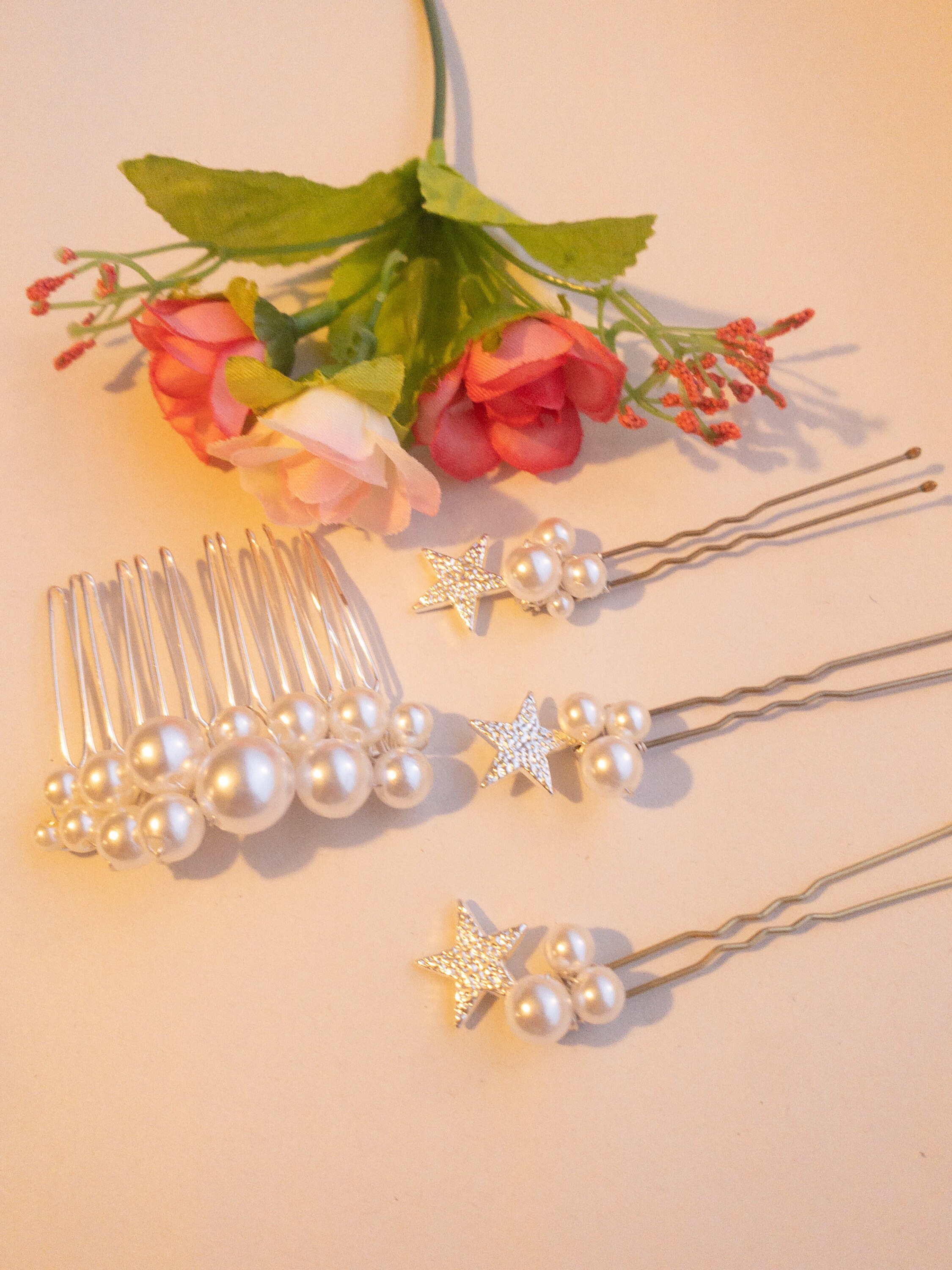 Star Hair Pins Pearl Hair Pins Set of Hair Pins Pearl Hair Etsy