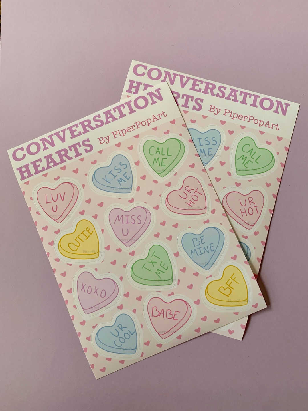 Conversation Hearts Sticker Sheet Etsy