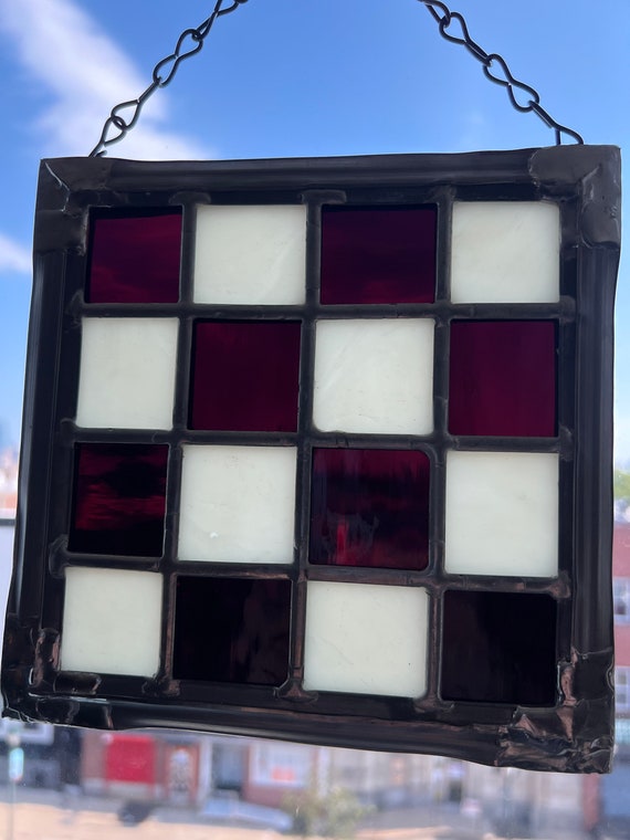 Dark Purple and Cream Stained Glass Window Etsy