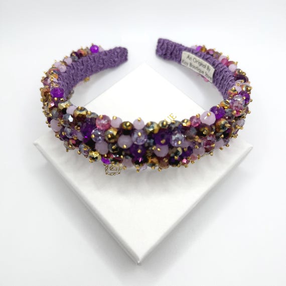 Purple Jeweled Headband Tiara Embellished Headpiece Amethyst  display picture 3