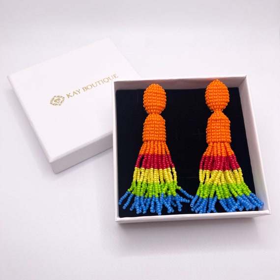 Boucles D'oreilles Oscar De La Renta En Cristal Multicolore - Style Corail, Plaqué Or Jaune