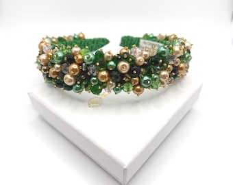 Bee You Baroque Embellished Jeweled Green Headband with Gold Accents IMG_1572_2_grande.jpg?v=1720558425 main image 4