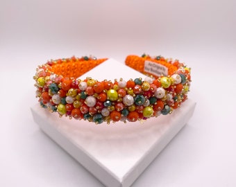 Luxury Colorful Boho Headband – Handmade Beaded Festival 