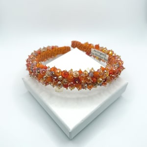 Tangerine Crystal Sunburst Headband - Women Accessories Twine and Love Accessories | Jeweled Knot Headband  main image 3