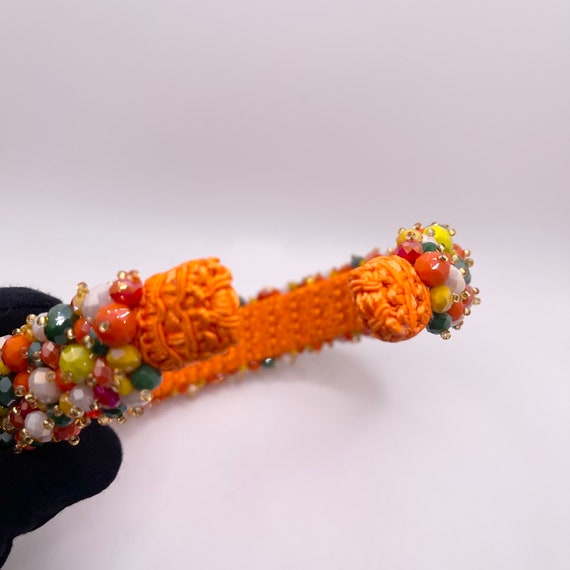 Multicolor Crystal Beaded Headband Orange Jeweled Glam  display picture 2