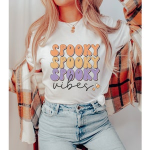 Retro Halloween Spooky Spooky Spooky Vibes tshirt , Cute Halloween shirt , Fall shirt , Cute Fall shirt ,