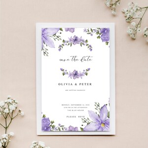Invitación de boda minimalista con fecha de reserva, plantilla editable, tarjeta imprimible, invitación de boda moderna, descarga instantánea