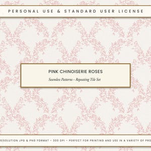 Pink Chinoiserie, Floral Seamless Pattern, Vintage Rose Print, Fabric Design, Digital Download, Heirloom Textile Print, French Toile De Jouy