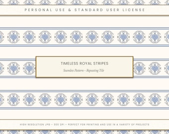 French Heritage Stripes Seamless Pattern: Elegant Textile Tile (JPG File)