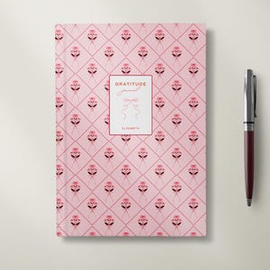 Personalized Notebook, Custom Name Journal, Pink Floral Notebook, Hardcover Journal, Elegant Stationery, Gift for Her, Gratitude Journal