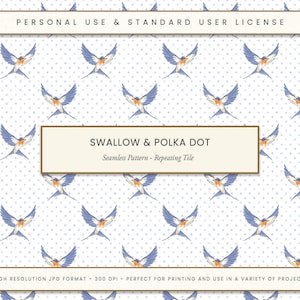 Motif aquarelle transparent à pois, oiseaux peints à la main, motif répétitif de carreaux Papier peint en tissu Artisanat et scrapbooking JPG