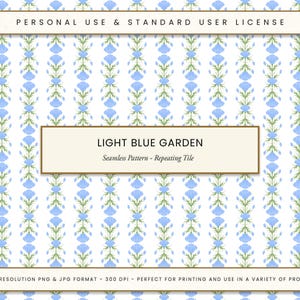 Jardin bleu clair motif sans couture peint à la main floral délicat haute résolution papier peint sublimation de tissu artisanat bricolage cadeaux mignons