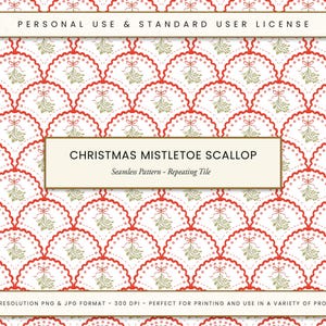 Kerst Maretak Sint-jakobsschelp naadloze patroon tegel handgeschilderde aquarel vakantie ontwerp grillige heirloom stof print DIY ambachten PNG JPG