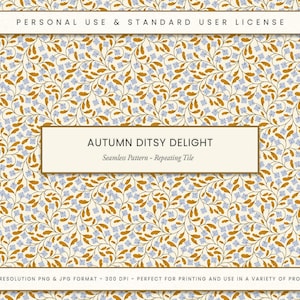 Ditsy Floral Nahtlose Muster Gemütliche Herbst Blätter Blumen Hohe Auflösung Wallpaper Stoff Sublimation Design DIY Handwerk Personalisierte Geschenke