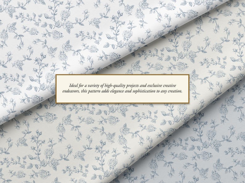 Ash Blue French Rose Toile Seamless Pattern: Vintage Floral Print ...