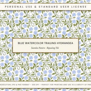 Aquarelle bleue, motif transparent, hortensias, vintage, élégant, floral, répétition, tuile, peint, main, conception, textile, tissu, bricolage, artisanat