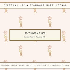 Vintage Tulip Bouquet Seamless Pattern: Romantic Floral Tile (JPG File)