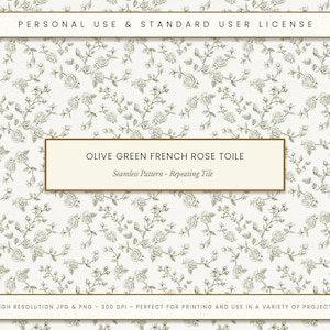 Toile vert olive rose française motif sans couture vintage floral floral impression numérique dessin au trait Style chinoiserie tissu dessiné à la main artisanat bricolage