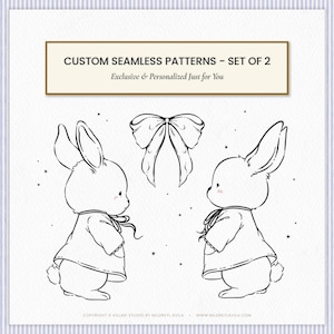 Benutzerdefinierte nahtlose Muster-Set, 2 exklusive Designs, handgefertigtes Stoffdesign, Tapete, Textil, personalisierter digitaler Download, kommerzielle Nutzung
