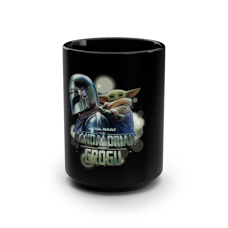 The Mandalorian & Grogu Becher | Schwarze 15oz Keramik Kaffeetasse Bild 1