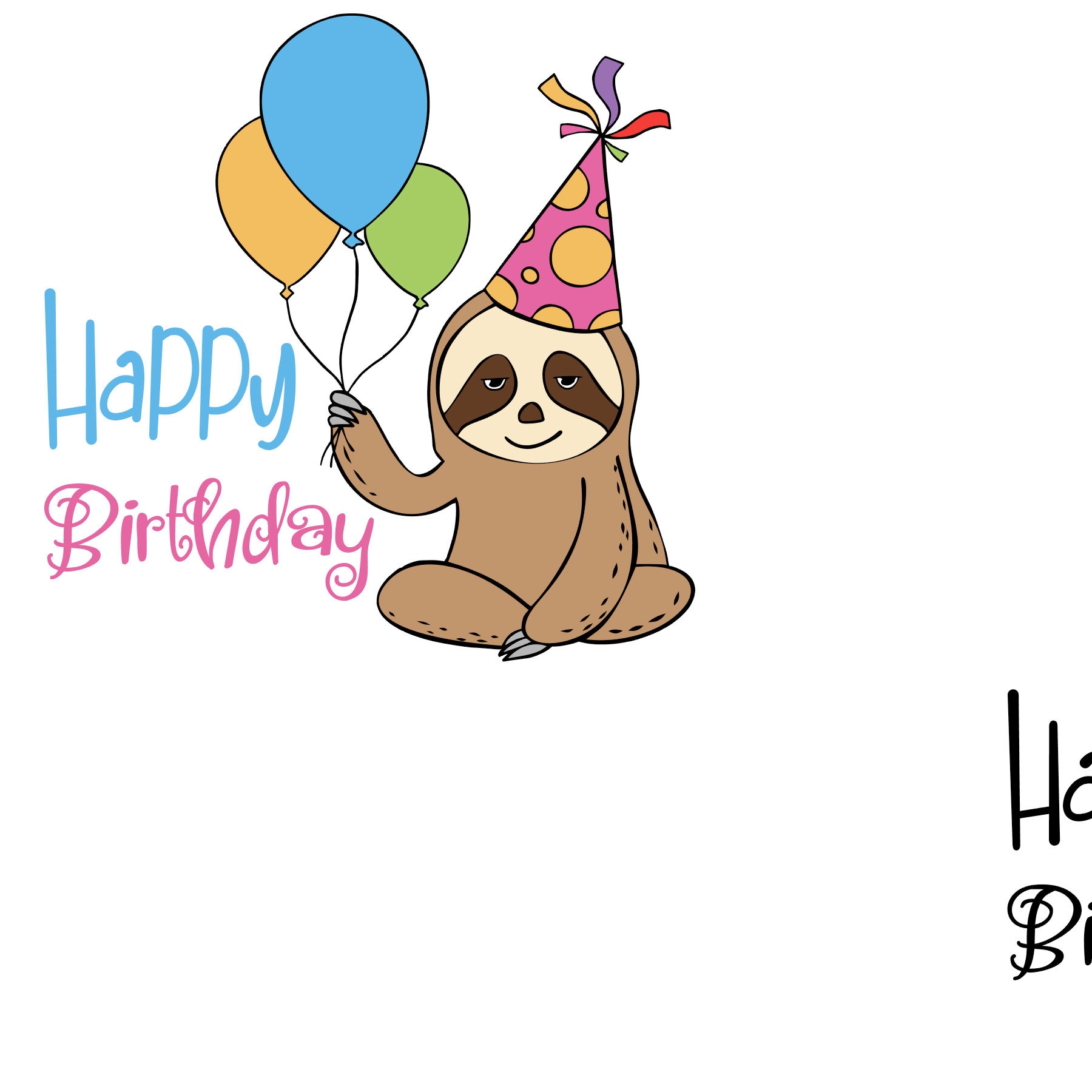 Happy Birthday Sloth With Balloons SVG Cricut Silhouette Cameo - Etsy UK