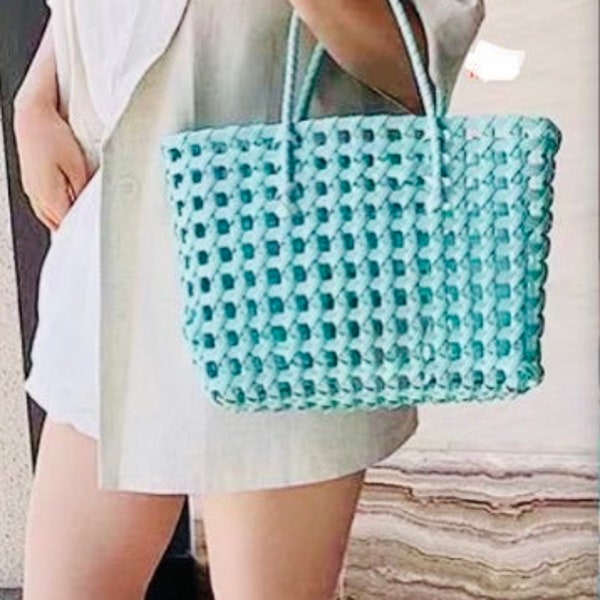 Plastic Woven Handbag, Tote Bag, Beach, Pool, Spring, Summer, Fall Tote