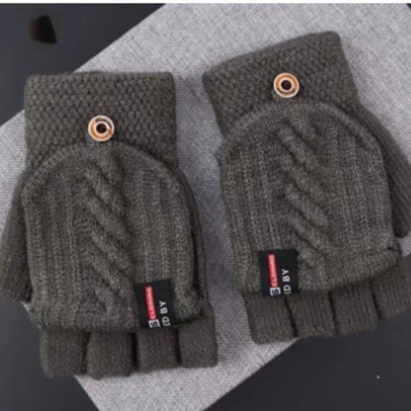 Convertible Wool Mittens, Half Finger Gloves, Adult Snug Gloves, Texting Gloves, Wool Gloves, Women's Wool Gloves, Teen Gloves, Warm Gloves