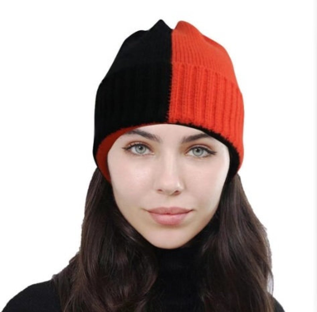 Black and Orange Beanie, Winter Hats, Premium Hats, Warm Hats, Winter