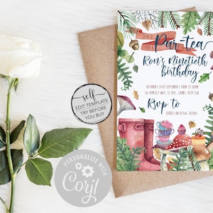 Edit Yourself Autumnal Tea Party Invitation/21st/30th/40th/50th - INSTANT DOWNLOAD