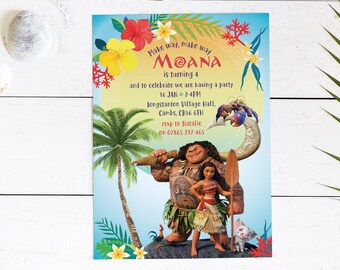 Disney Party Invitation - Disney Moana Birthday Party Invitations - Disney Moana Theme Party Invitations