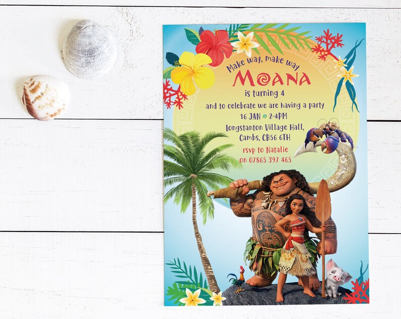 Disney Party Invitation Disney Moana Birthday Party Invitations Disney Moana Theme Party Invitations DIGITAL DOWNLOAD