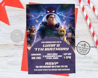 Lightyear Party Invitation - Disney Lightyear Birthday Party Invitations - Disney Buzz Lightyear Theme Party Invitations - INSTANT DOWNLOAD