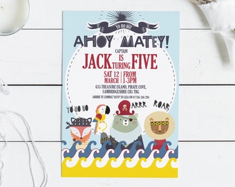 Pirate Party Invitation - Scandi Pirate Party Invitations - Pirate Themed Birthday Invitations - DIGITAL DOWNLOAD