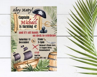 Pirate Party Invitation - Pirate Party Invitations - Pirate Themed Birthday Invitations - DIGITAL DOWNLOAD