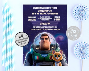Lightyear Party Invitation - Disney Lightyear Birthday Party Invitations - Disney Buzz Lightyear Theme Party Invitations - INSTANT DOWNLOAD
