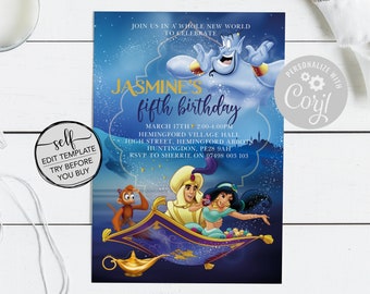 DIY Disney Aladdin Party Invitation - Disney Aladdin Birthday Party Invitations - Disney Aladdin Theme Party Invitations - INSTANT DOWNLOAD